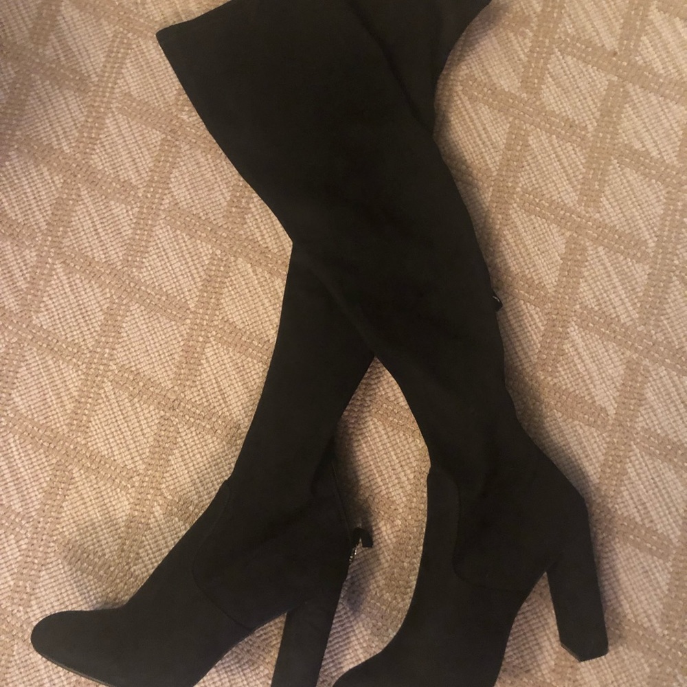 Steve Madden over the knee black suede boots. New